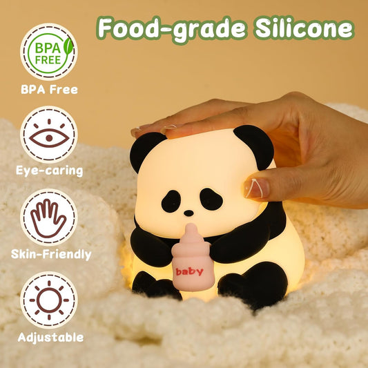 Cute Nursery Baby Panda Light, Squishy Animals Silicone Lamp Up for Boys and Girls,Kawaii LED Nightlight for Toddler Bedroom.