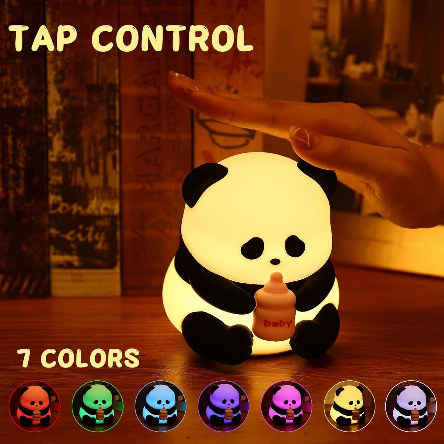 Cute Nursery Baby Panda Light, Squishy Animals Silicone Lamp Up for Boys and Girls,Kawaii LED Nightlight for Toddler Bedroom.