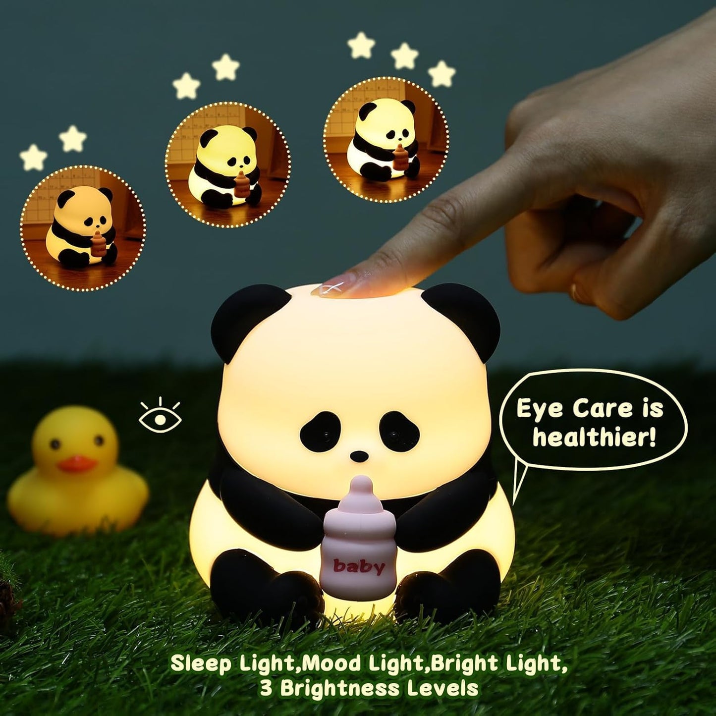 Cute Nursery Baby Panda Light, Squishy Animals Silicone Lamp Up for Boys and Girls,Kawaii LED Nightlight for Toddler Bedroom.